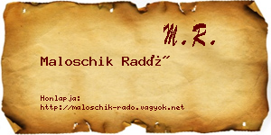 Maloschik Radó névjegykártya